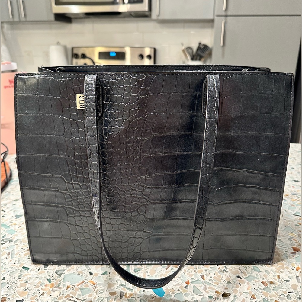 Béis - The Work Tote - Black Croc